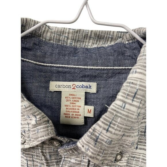 Carbon2Cobalt Shirt Button Down Linen Blend Casual Long Sleeve Men’s Size M - Picture 2 of 6